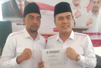 Ketua DPC Gerindra Kabupaten Bekasi Aria Dwi Nugraha Bersama Sekretaris Helmi