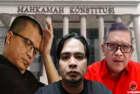 Foto: Denny Indrayana, Heru Purwoko dan Hasto  Kristiyanto