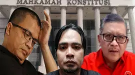 Foto: Denny Indrayana, Heru Purwoko dan Hasto  Kristiyanto