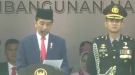 Ket. Foto: Presiden Ir. H. Joko Widodo Sambutan di Hari Bhakti Adhyaksa ke-63