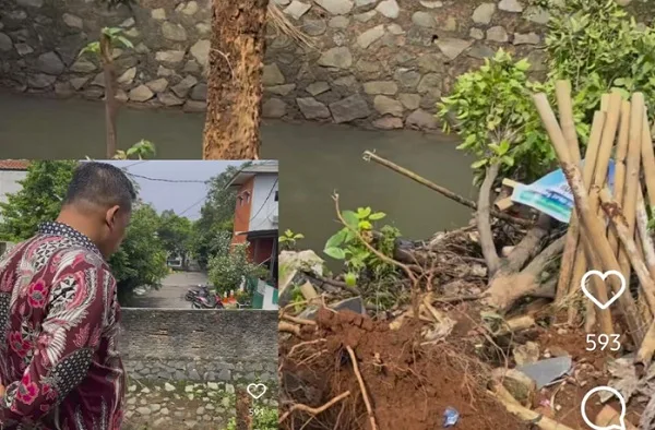 Foto: Tri Adhianto Saat Tinjau Lokasi Longsor Kali Cakung 