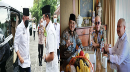 Ket. Foto 1: La Nyalla Ketika Mendatangi Pendopo Pemkab Bangkalan 2021. Ket. Foto 2: La Nyalla Bertemu Khusus Dengan Ralatif Eks Bupati Bangkalan Yang Menjadi Tersangka