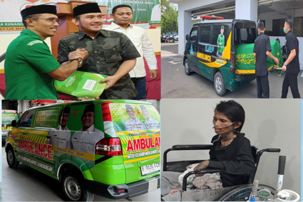 Foto: Ketua PAC PPP Babelan saat menerima mobil Ambulance yang diserahkan H. Ade Kuswara Kunang