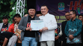 Ketua PWI Bekasi Raya, Ade Muksin Bersama Wakil Walikota Bekasi, Harris Bobihoe