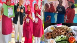 Tim Masak RT 001, Septia Dwisaputri, Ismawati, Sri Lestari Bersama Chef Jordhy dan Ketua RT 001, Padmono Saat Memberikan Support Bagi Para Peserta Lomba   
