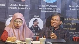 Judicial Review UU Pers: Menjaga Kebebasan Pers dan Kepastian Hukum Jurnalis” di Walking Drums, Jakarta Selatan pada Sabtu 6 September 2025.