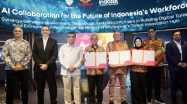 Kementerian Ketenagakerjaan (Kemnaker) menandatangani Nota Kesepahaman Bersama dengan Wadhwani Foundation dan PT. Indosat Tbk.