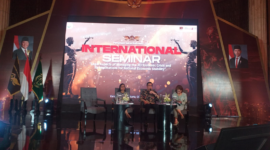 Suasana Seminar Internasional Persatuan Jaksa Indonesia (Perjasa) di Hotel Indonesia Kempinski, Jakarta Pusat, Selasa 5 Mei 2026. 