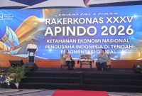 Photo: Rapat Kerja Koordinator Nasional (Rakerkornas) XXXV Asosiasi Pengusaha Indonesia (APINDO) 2026 di Makassar, Sulawesi Selatan, Selasa 4 Agustus 2026.