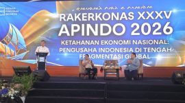Photo: Rapat Kerja Koordinator Nasional (Rakerkornas) XXXV Asosiasi Pengusaha Indonesia (APINDO) 2026 di Makassar, Sulawesi Selatan, Selasa 4 Agustus 2026.