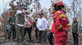 Photo: Menhut Raja Antoni Saat Meninjau Kebakaran Hutan di Kalimantan Barat